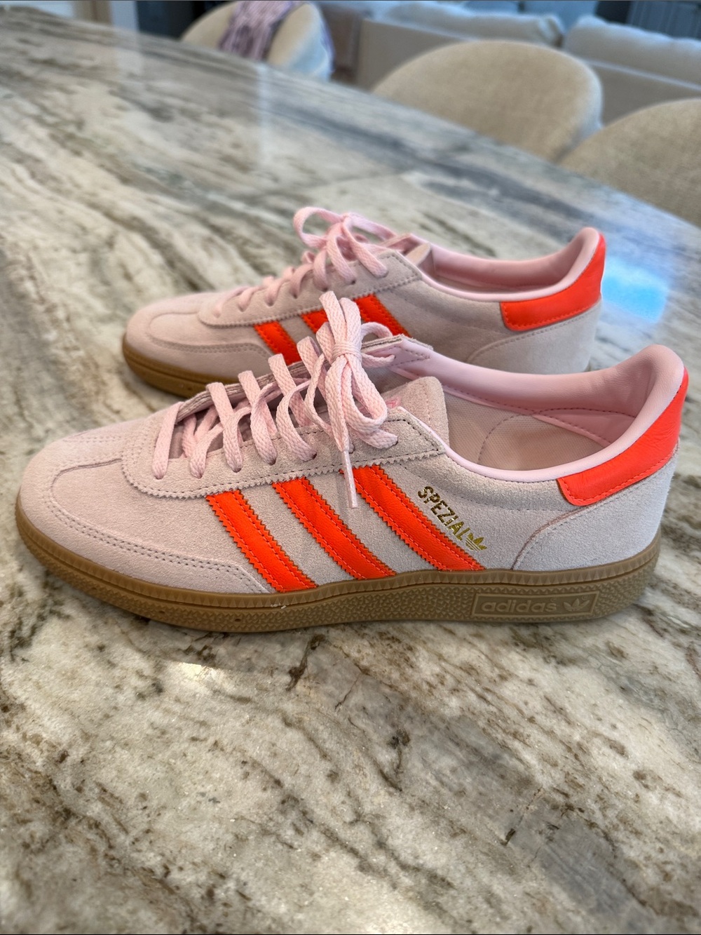 Like New adidas Handball Spezial pale pink and neon orange